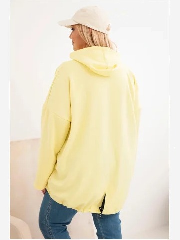 Dámska mikina Plus Size s kapucňou a potlačou žltá