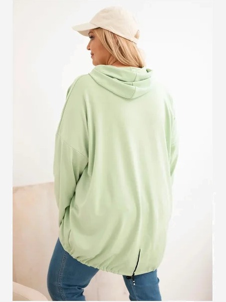 Dámska mikina Plus Size s kapucňou a potlačou mätová