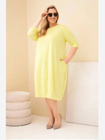 Dámska bavlnená sukňa Plus Size s ohrnutým rukávom a vreckami pistáciová