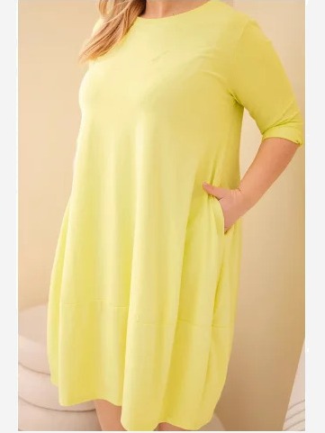 Dámska bavlnená sukňa Plus Size s ohrnutým rukávom a vreckami pistáciová