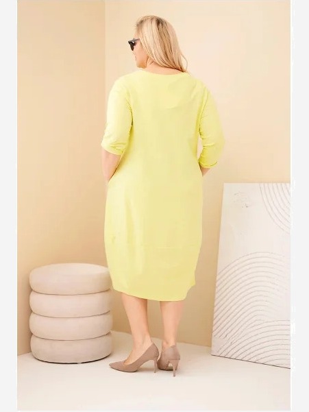 Dámska bavlnená sukňa Plus Size s ohrnutým rukávom a vreckami pistáciová
