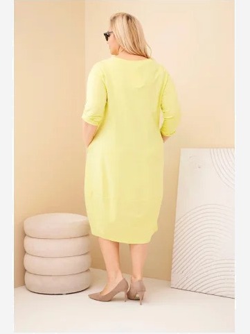 Dámska bavlnená sukňa Plus Size s ohrnutým rukávom a vreckami pistáciová