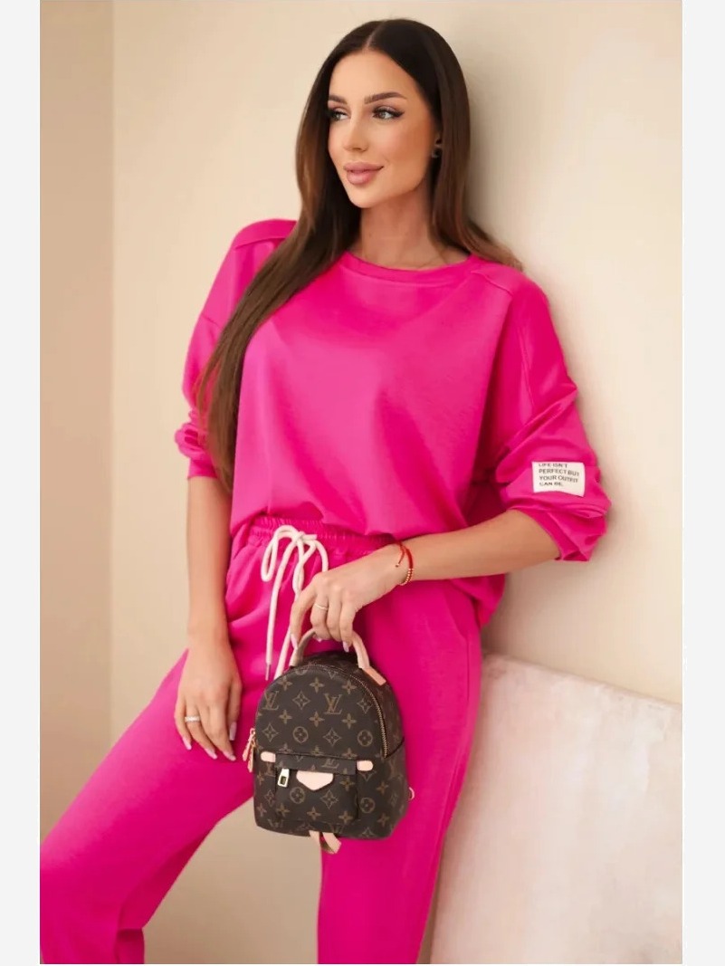 Set mikinové + nohavice maslová látka fuchsia