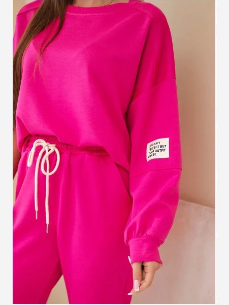 Set mikinové + nohavice maslová látka fuchsia