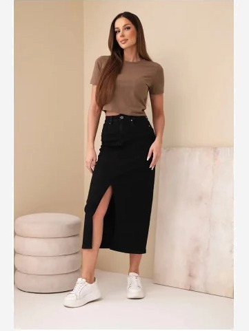 Dámske jeansové Skinny nohavice s vysokým pásom a opaskom M.sara béžové