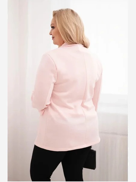 Dámska blúzka z viskózy Plus Size s dlhým rukávom a golierom cukrová ružová