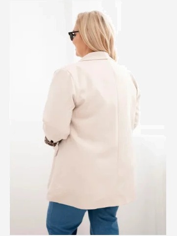 Dámska blazerka Plus Size s podšívkou v leopardom vzore béžová