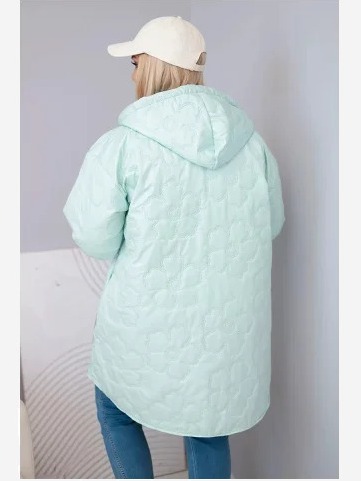 Dámska bunda Plus Size prešívaná s kapucňou a nápisom HOPE neonová ružová