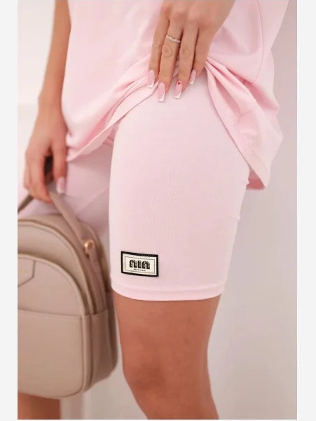 Dámsky bavlnený komplet s krátkym rukávom a šortkami cukríková ružová