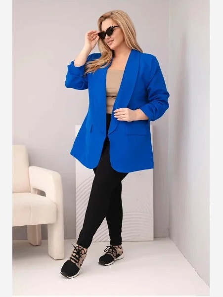 Dámske elegantné sako Plus Size chrpové