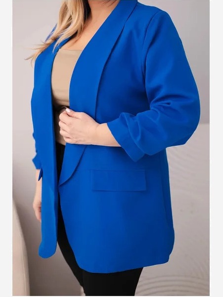 Dámske elegantné sako Plus Size chrpové
