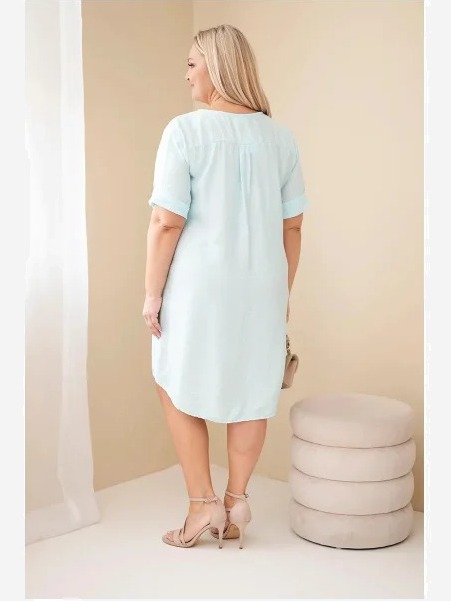 Dámske viskózové šaty Plus Size s krátkym rukávom a výstrihom do V mentolová