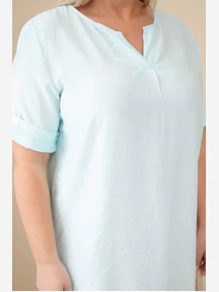 Dámske viskózové šaty Plus Size s krátkym rukávom a výstrihom do V mentolová