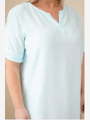 Dámske viskózové šaty Plus Size s krátkym rukávom a výstrihom do V mentolová