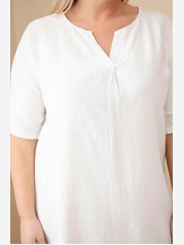 Dámske viskózové šaty Plus size s krátkym rukávom a výstrihom do V béžové