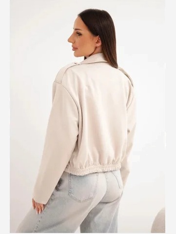 Dámska semišová viskózová bunda s asymetrickým zipsom béžová
