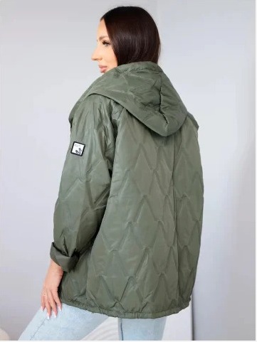 Dámska prešívaná bunda s kapucňou khaki