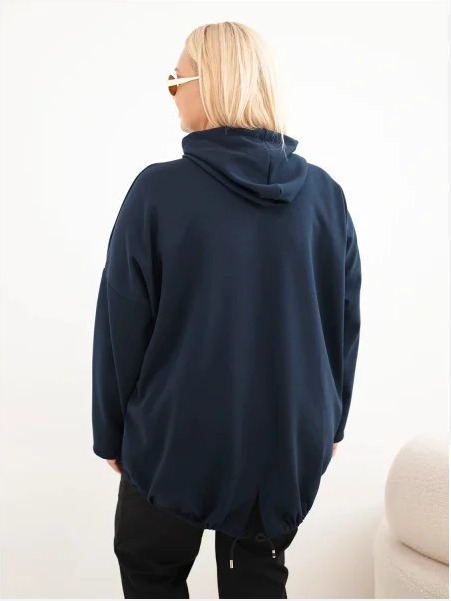 Dámska mikina Plus Size z viskózy s kapucňou a klokankovým vreckom granátová