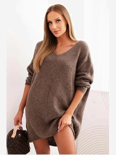 Šaty Plus Size vlnená s dekoltom V fango