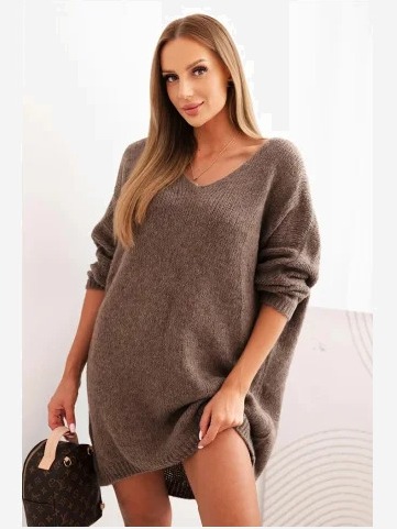 Šaty Plus Size vlnená s dekoltom V fango