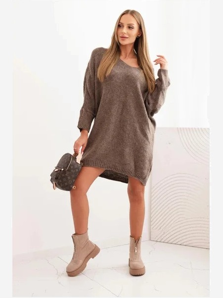 Šaty Plus Size vlnená s dekoltom V fango