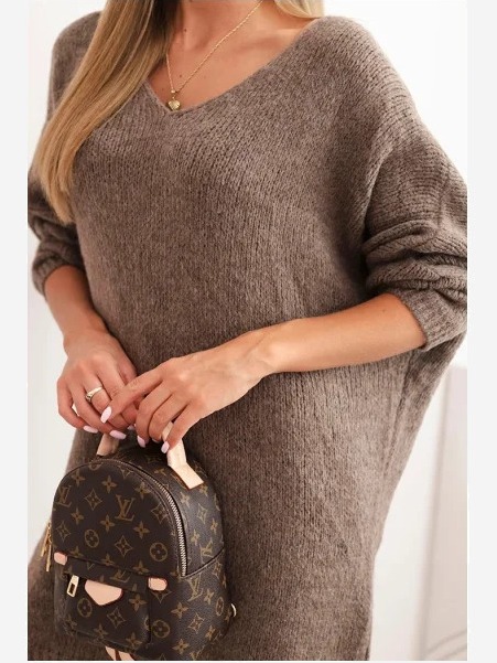 Šaty Plus Size vlnená s dekoltom V fango