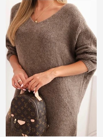 Šaty Plus Size vlnená s dekoltom V fango