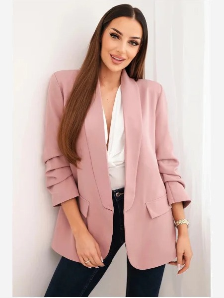 Sako s klopami elegantné tmavo ružové