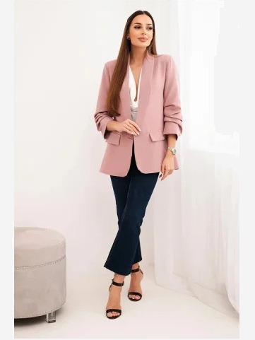 Sako s klopami elegantné tmavo ružové