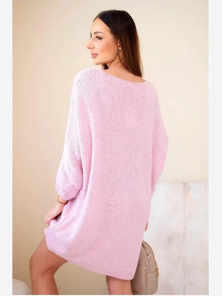 Dámska Plus Size vlnená sukňa s výstrihom do V svetloružová