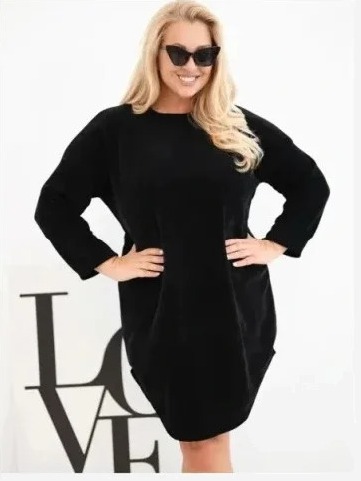 Dámske šaty Plus Size manžestrové s voľným strihom čierna