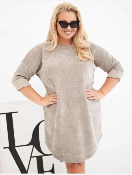 Dámske šaty Plus Size z manžestru s voľným strihom fango zelená