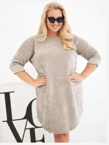 Dámske šaty Plus Size z manžestru s voľným strihom fango zelená