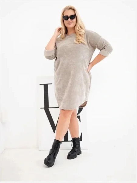 Dámske šaty Plus Size z manžestru s voľným strihom fango zelená
