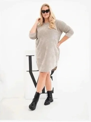 Dámske šaty Plus Size z manžestru s voľným strihom fango zelená