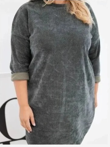 Dámske šaty Plus Size manžestrové s voľným strihom khaki