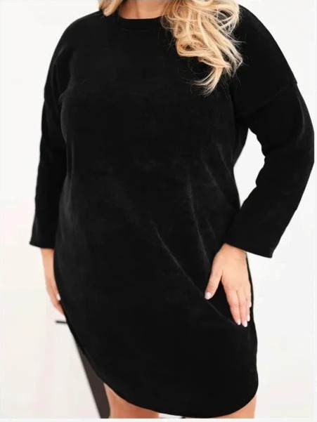 Dámske šaty Plus Size manžestrové s voľným strihom čierna
