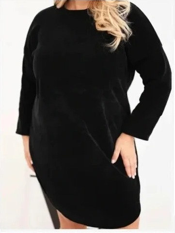 Dámske šaty Plus Size manžestrové s voľným strihom čierna