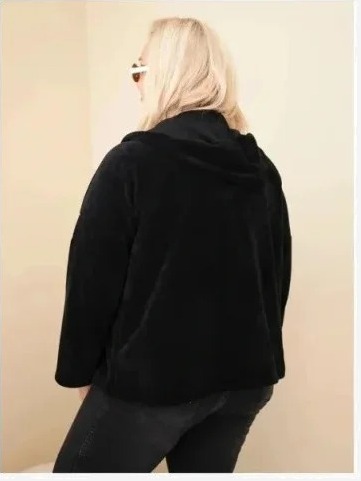 Dámska mikina Plus Size manžestrová s kapucňou a zipsom oversize čierna