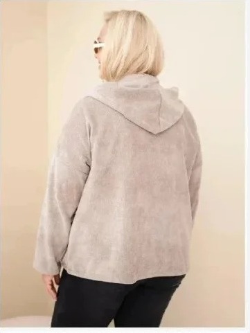 Dámska mikina Plus Size manšestrová s kapucňou a zipsom oversize fango zelená