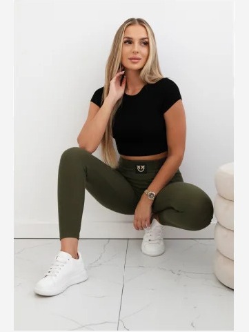legíny s vysokým pásom kaki