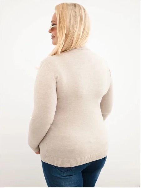 Dámsky sveter Plus Size z viskózy s rolákom béžový