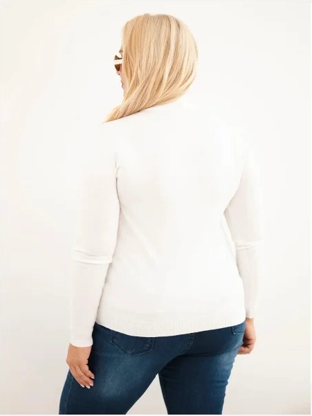Dámsky sveter Plus Size z viskózy s rolákom ecru
