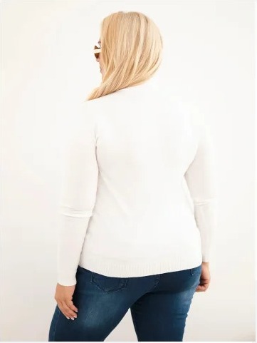 Dámsky sveter Plus Size z viskózy s rolákom ecru