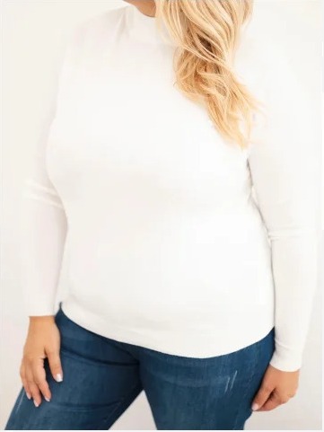Dámsky sveter Plus Size z viskózy s rolákom ecru