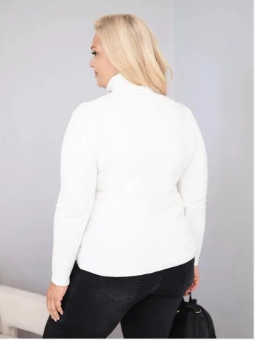 Dámsky viskózový sveter Plus Size s rolákom v klasickom strihu ecru