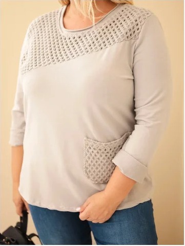Dámska bavlnená mikina Plus Size s dierovanou vložkou a vreckom fango zelená