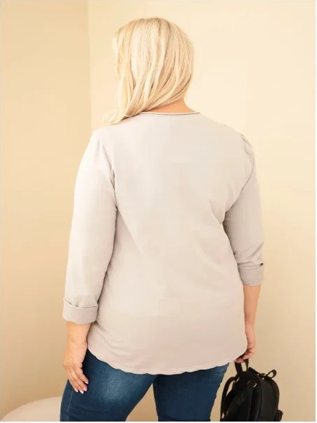 Dámska bavlnená mikina Plus Size s dierovanou vložkou a vreckom fango zelená