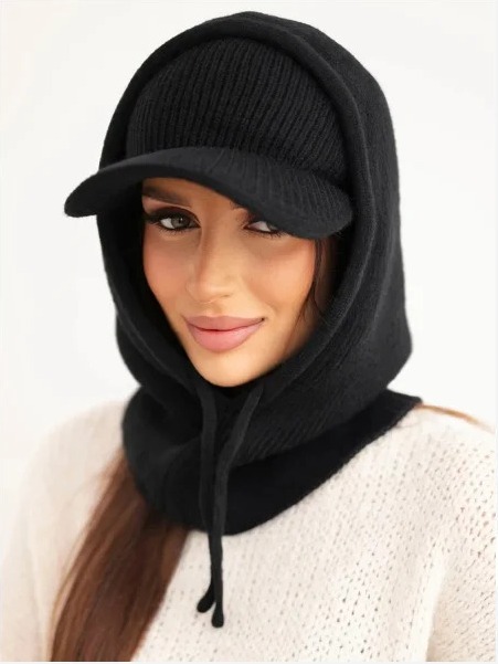 Dámska súprava čiapky s kapucňou čierny