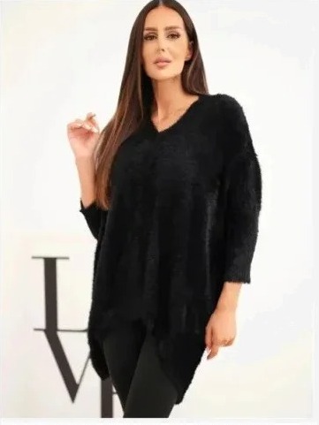 Sveter dámsky Plus Size s výstrihom V čierny